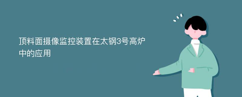 顶料面摄像监控装置在太钢3号高炉中的应用