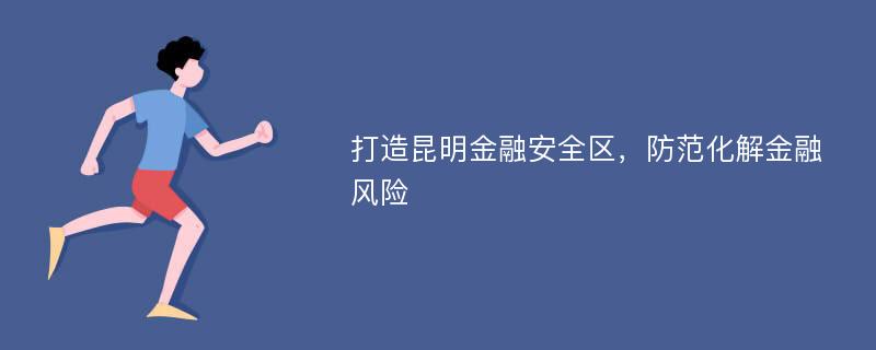 打造昆明金融安全区，防范化解金融风险