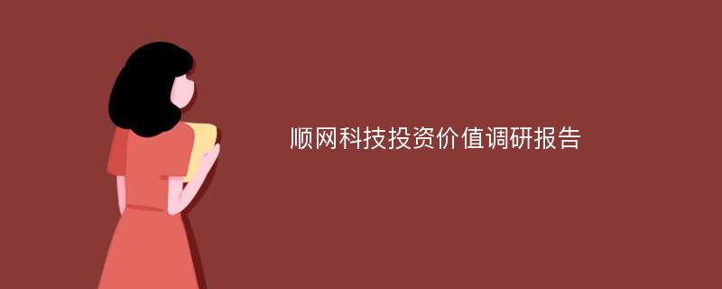 顺网科技投资价值调研报告