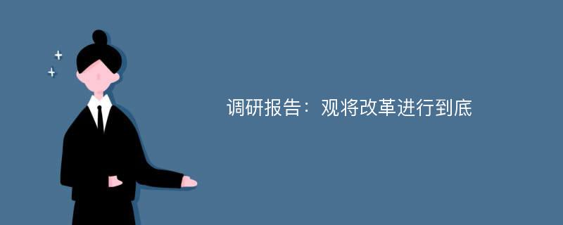 调研报告：观将改革进行到底