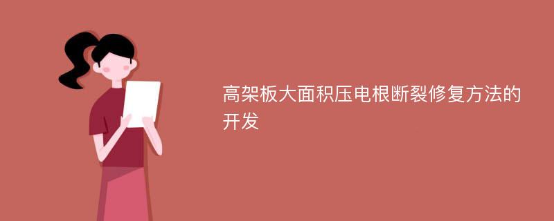 高架板大面积压电根断裂修复方法的开发